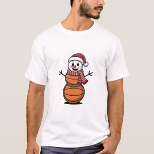 Sneeuwman Basketbal Kerstsport liefhebbers T-shirt