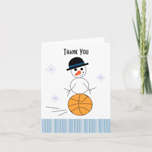 Sneeuwman Basketbal Speler Bedankkaart (Voorkant)