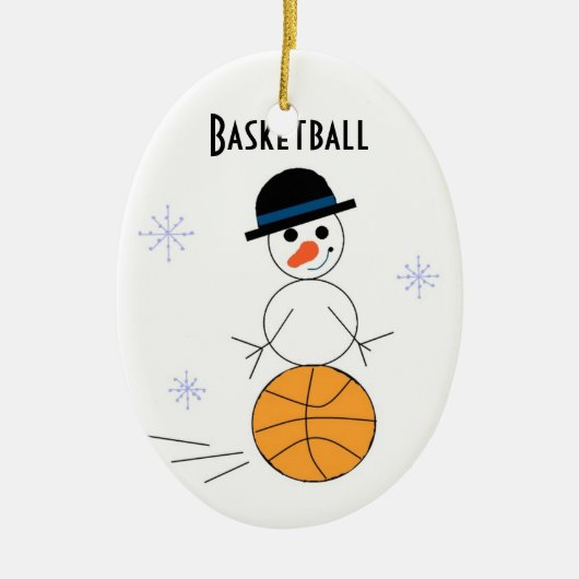 Sneeuwman Basketbalspeler Keramisch Ornament (Voorkant)