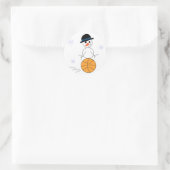 Sneeuwman Basketbalspeler Ronde Sticker (Tas)