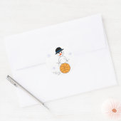Sneeuwman Basketbalspeler Ronde Sticker (Envelop)