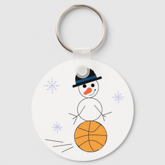 Sneeuwman Basketbalspeler Sleutelhanger (Voorkant)