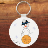 Sneeuwman Basketbalspeler Sleutelhanger (Voorkant)
