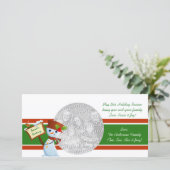 Sneeuwman Begroeting Vakantie Foto Kaarten (Staand voorkant)