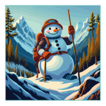 Sneeuwman beklimt bergen met Kerstmis