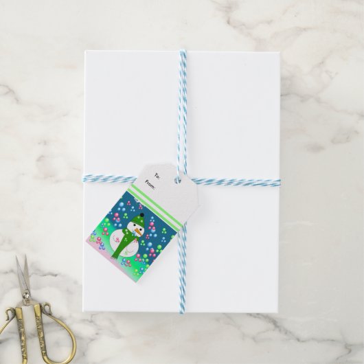 Sneeuwman Bel Explosie Cadeaulabel (Met Touw)