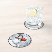 Sneeuwman biedt liefde met een groot hart kartonnen onderzetters (Insitu)