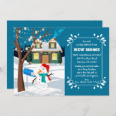 Sneeuwman bij de brievenbus Kerst bewegende kaart (Voorkant / Achterkant)