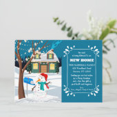 Sneeuwman bij de brievenbus Kerst bewegende kaart (Staand voorkant)