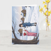 Sneeuwman bij de hutten kaart (Gele Bloem)