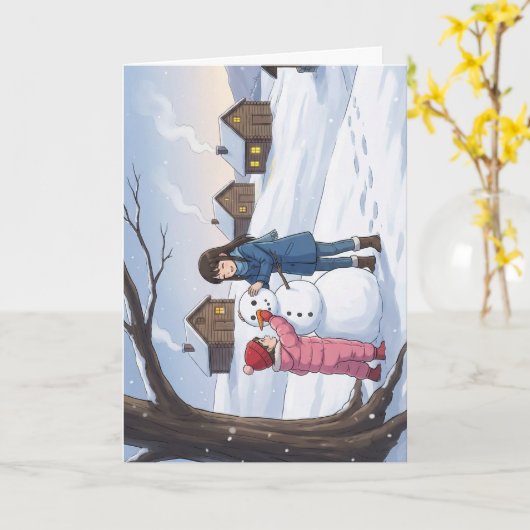 Sneeuwman bij de hutten kaart (Gele Bloem)