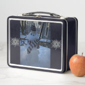 Sneeuwman bij mijn tafel metalen lunchbox (In situ)
