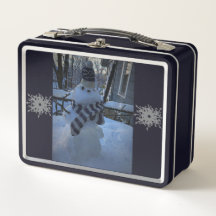 Sneeuwman bij mijn tafel metalen lunchbox