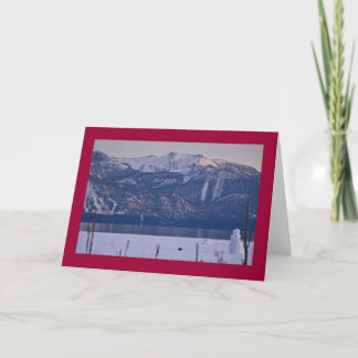 Sneeuwman bij rand van Meer Tahoe Feestdagen Kaart