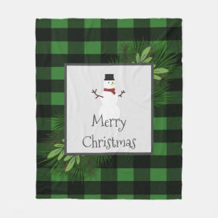 Sneeuwman Black en Green Buffalo Plaid Deken