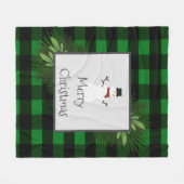 Sneeuwman Black en Green Buffalo Plaid Deken (Voorkant (Horizontaal))