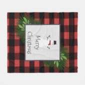 Sneeuwman Black en Red Buffalo Plaid Fleece Deken (Voorkant (Horizontaal))