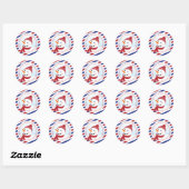 Sneeuwman blauw en rood Klassieke ronde sticker (Vel)