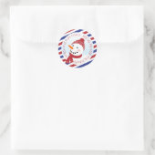 Sneeuwman blauw en rood Klassieke ronde sticker (Tas)