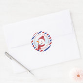 Sneeuwman blauw en rood Klassieke ronde sticker (Envelop)