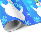 Sneeuwman Blauw Sneeuwvlokken Winter Geschenken Pa Cadeaupapier (Rol Hoek)