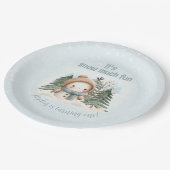 Sneeuwman Blauw Winter Eerste verjaardag Papieren Bordje (Gekanteld)