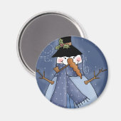 Sneeuwman Blauwe Tshirts en Cadeaus Magneet (Voorkant / Achterkant)