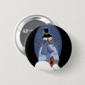 Sneeuwman Blauwe Tshirts en Cadeaus Ronde Button 5,7 Cm (Voorkant /achterkant)