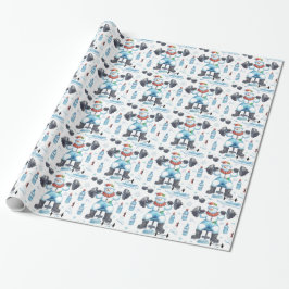 Sneeuwman blijft fit door gewichtheffen cadeaupapier