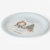  Sneeuwman Blue Christmas Boy Baby shower Papieren Bordje (Gekanteld)