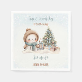  Sneeuwman Blue Christmas Boy Baby shower Servet