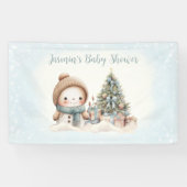  Sneeuwman Blue Christmas Boy Baby shower Spandoek (Horizontaal)