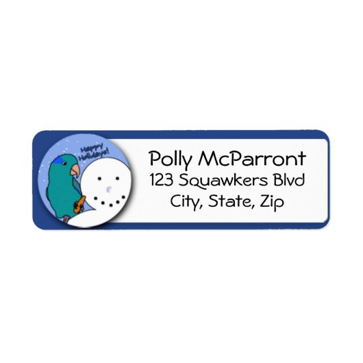 Sneeuwman Blue Parrotlet Etiket (Voorkant)