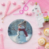 Sneeuwman Bord... Papieren Bordje (Feest)