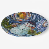 Sneeuwman borden 9 inch papieren bordje (Gekanteld)