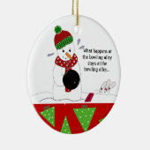 Sneeuwman Bowler Keramisch Ornament (Rechts)