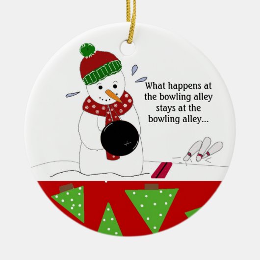 Sneeuwman Bowler Keramisch Ornament (Voorkant)