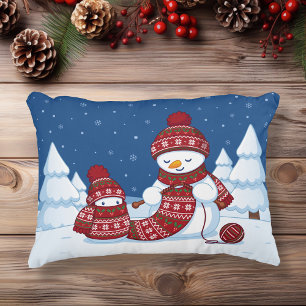Sneeuwman Breiend Kerstsjaal Accent Kussen