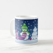 Sneeuwman Breiend Kerstsjaal Koffiemok (Voorkant links)