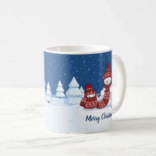 Sneeuwman Breiend Kerstsjaal Koffiemok