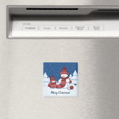 Sneeuwman Breiend Kerstsjaal Magneet (Insitu (Vaatwasser))