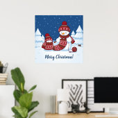 Sneeuwman Breiend Kerstsjaal Poster (Thuiskantoor)