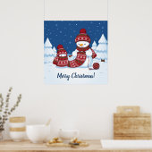 Sneeuwman Breiend Kerstsjaal Poster (Keuken)