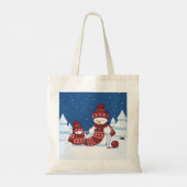 Sneeuwman Breiend Kerstsjaal Tote Bag (Achterkant)