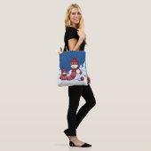 Sneeuwman Breiend Kerstsjaal Tote Bag (Op model)