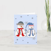 Sneeuwman Broers en Zussen Sneeuwmannen Kinderen S Feestdagen Kaart (Voorkant)