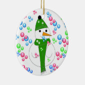 Sneeuwman Bubbel Mania Keramisch Ornament (Rechts)