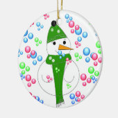 Sneeuwman Bubbel Mania Keramisch Ornament (Links)