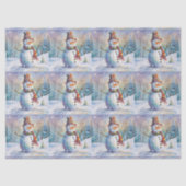 Sneeuwman buiten in de sneeuw tissuepapier (Voorkant)