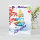 Sneeuwman cadeau kerstkaart kaart (Staand voorkant)